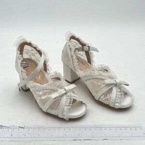 XYD Women Mesh Peep Toe D'Orsay Sandals Bow Ankle Strap Buckled Low Chunky Heel